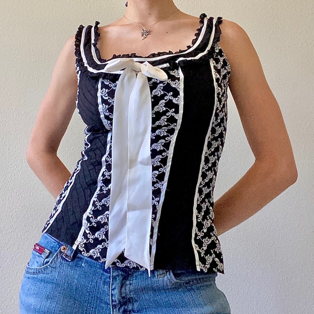 90s bebe mock corset top